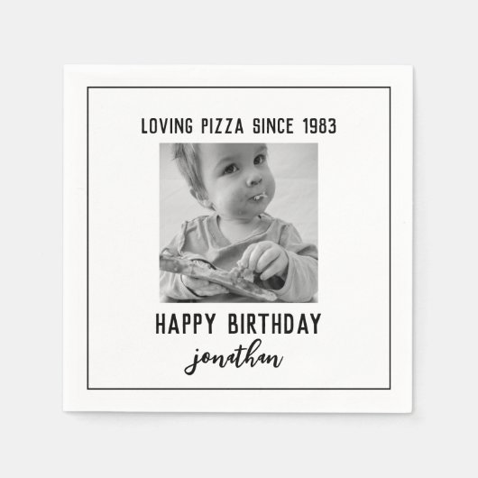 Simple Funny Birthday Photo Napkins Servet (Voorkant)