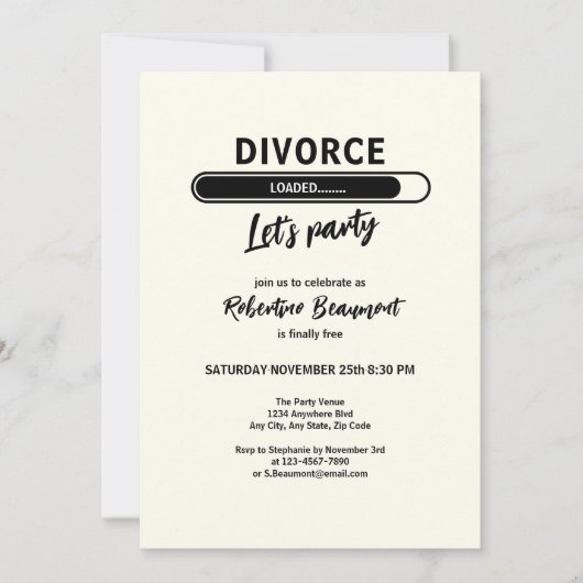 Simple Funny Divorce Loading Support Party Kaart (Voorkant)