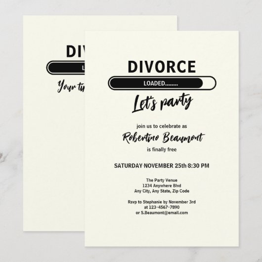 Simple Funny Divorce Loading Support Party Kaart (Voorkant / Achterkant)