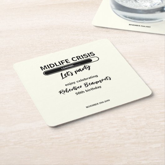 Simple Funny Midlife Crisis Loading 50th Birthday Kartonnen Onderzetters (Schuin)