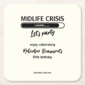 Simple Funny Midlife Crisis Loading 50th Birthday Kartonnen Onderzetters (Voorkant)