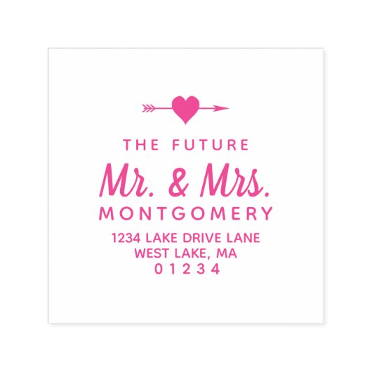 Simple Future Mr & Mrs Heart Retouradres Zelfinktende Stempel (Design)