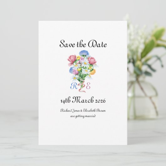 Simple Garden Spring Daisy Wildflower Minimal Save The Date (Staand voorkant)