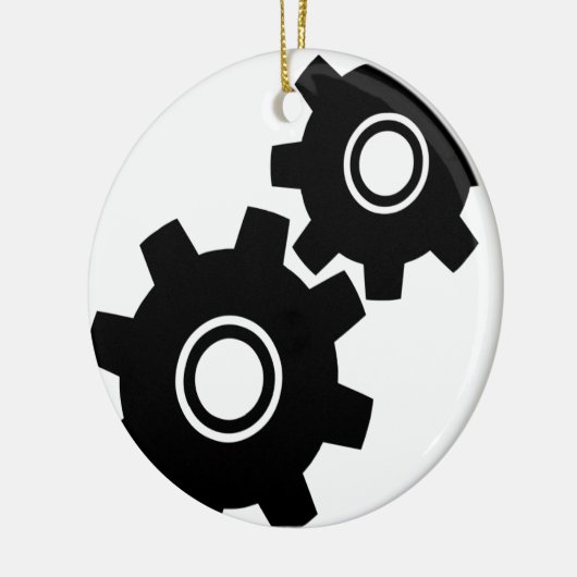 SImple Gears Cogs Keramisch Ornament (Links)