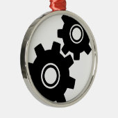 SImple Gears Cogs Metalen Ornament (Rechts)