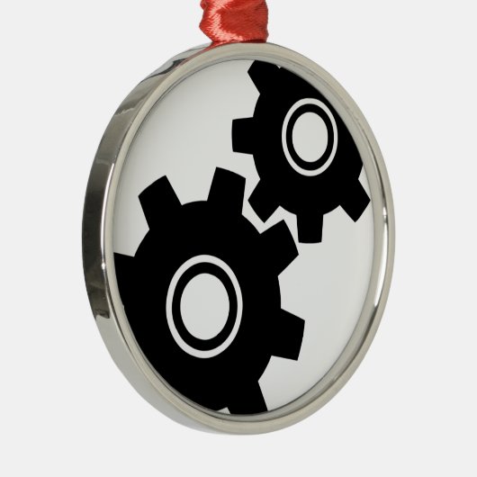 SImple Gears Cogs Metalen Ornament (Rechts)