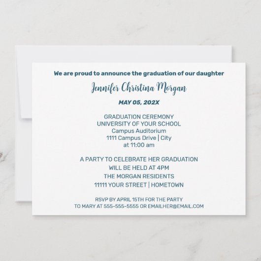 Simple Geometric Photo Afstuderen Invitation Kaart (Achterkant)