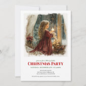 Simple girl awaits Santa editable Christmas invite Kaart (Voorkant)