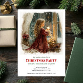 Simple girl awaits Santa editable Christmas invite Kaart