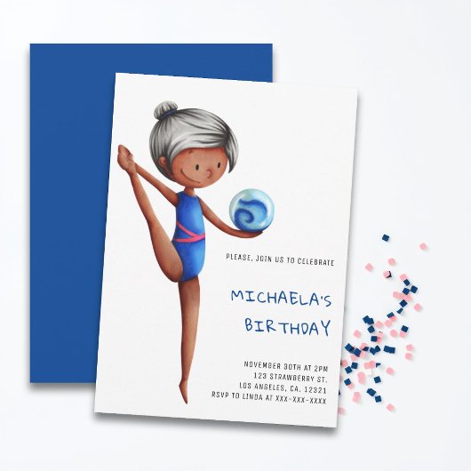 Simple Girl Rhythmic Gymnastics Birthday Party Kaart