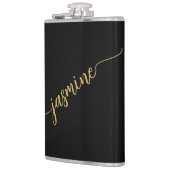 Simple Girly Black en Gold Monogram Name Script Heupfles (Links)