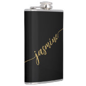 Simple Girly Black en Gold Monogram Name Script Heupfles (Rechts)