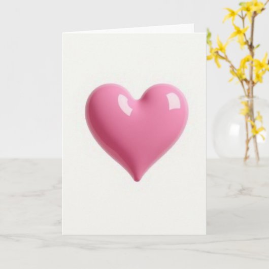 Simple Glossy Pink Heart Card Kaart (Gele Bloem)