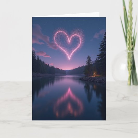 Simple Glowing Heart Reflection Card Kaart (Voorkant)