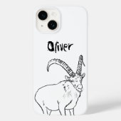 Simple Goat Sketch Zwart-wit Naam Case-Mate iPhone Case (Achterkant)