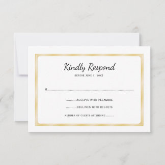 Simple Gold and White Event  RSVP Kaartje