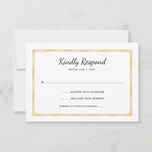 Simple Gold and White Event  RSVP Kaartje (Voorkant)