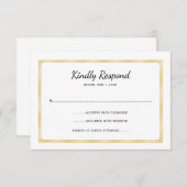 Simple Gold and White Event  RSVP Kaartje (Voorkant / Achterkant)