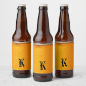 Simple Gold Beer Monogram Christmas party Bier Etiket (Flessen)
