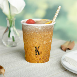 Simple Gold Beer Monogram Christmas party Papieren Bekers