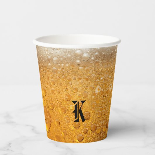 Simple Gold Beer Monogram Christmas party Papieren Bekers (Voorkant)