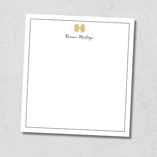 Simple Gold Bow Border Script Custom Name Script Notitieblok