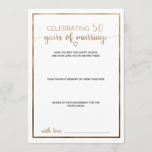 Simple Gold Calligraphy 50th Wedding Jubileum Advieskaart (Voorkant)