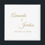 Simple Gold Calligraphy Magnet<br><div class="desc">Deze eenvoudige goudkalligrafie begunstigt magnet een elegante luxe maar een modern gevoel voor zowel een minimalistische als een traditionelere of formele bruiloft. De casual kalligrafie zorgt voor een antiek gevoel, terwijl het klasneutrale ontwerp kan worden gecombineerd met alle unieke aspecten van je huwelijksfeest. Deze magneet combineert bruikbaarheid en mooi design...</div>