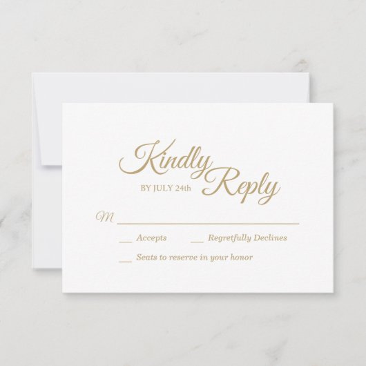 Simple Gold Calligraphy Response Kaart (Voorkant)