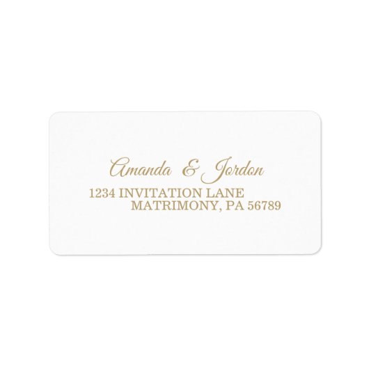 Simple Gold Calligraphy RSVP Address Etiket (Voorkant)