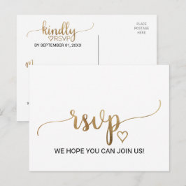 Simple Gold Calligraphy Song Request RSVP Briefkaa Uitnodiging Briefkaart