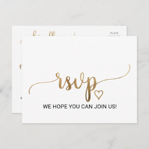 Simple Gold Calligraphy Song Request RSVP Briefkaa Uitnodiging Briefkaart