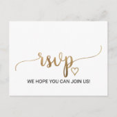 Simple Gold Calligraphy Song Request RSVP Briefkaa Uitnodiging Briefkaart (Voorkant)