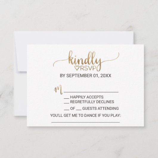 Simple Gold Calligraphy Song Request RSVP Card (Achterkant)