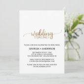 Simple Gold Calligraphy Wedding Brunch Kaart (Staand voorkant)
