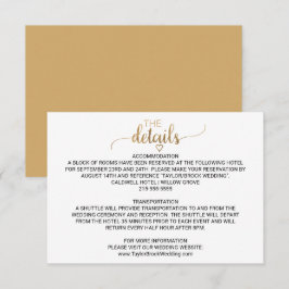 Simple Gold Calligraphy Wedding Details Kaart