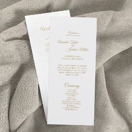 Simple Gold Calligraphy Wedding Program Programmakaart