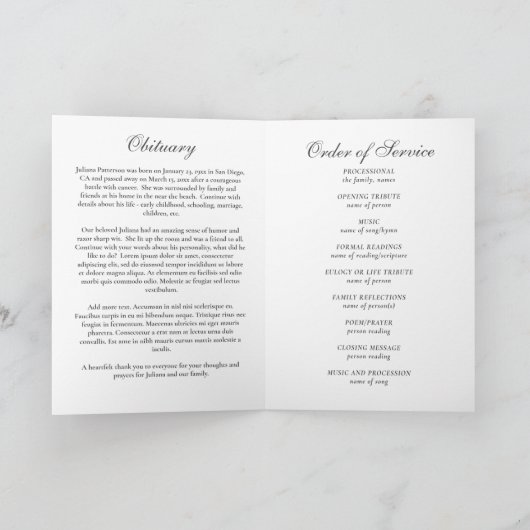 Simple Gold Cross Foto's Begrafenis Orde van Servi Programma (Binnen)