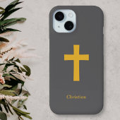 Simple Gold Cross Zwart Case-Mate iPhone Case