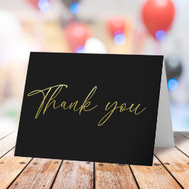 Simple Gold Dank u kalligrafie Script Zwart Bedankkaart