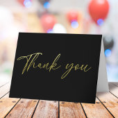 Simple Gold Dank u kalligrafie Script Zwart Bedankkaart