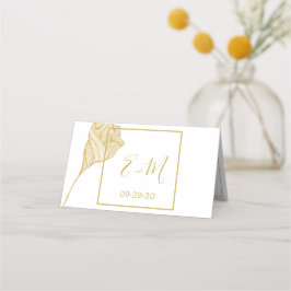 Simple Gold Floral Modern Wedding Table Kaart Plaatskaartje