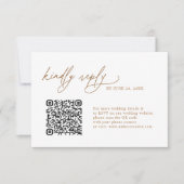 Simple Gold Floral QR code Wedding RSVP Cards Kaartje (Voorkant)