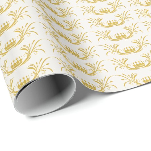 Simple Gold Floral Wrapping Paper Cadeaupapier (Rol Hoek)