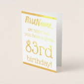 Simple Gold Foil 83rd Birthday Wenskaart Folie Kaarten (Voorkant)