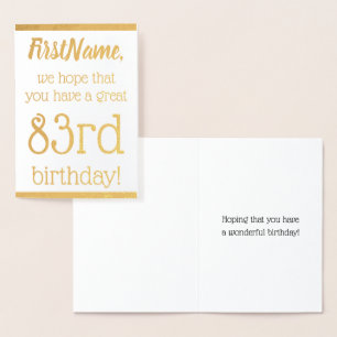 Simple Gold Foil 83rd Birthday Wenskaart Folie Kaarten