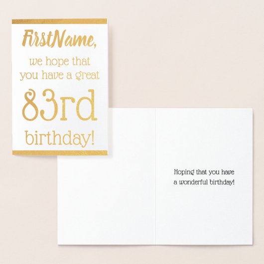 Simple Gold Foil 83rd Birthday Wenskaart Folie Kaarten (Display)