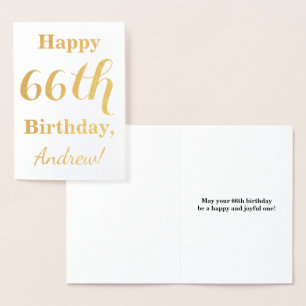 Simple Gold Foil "HAPPY 66th BIRTHDAY" + naam Folie Kaarten