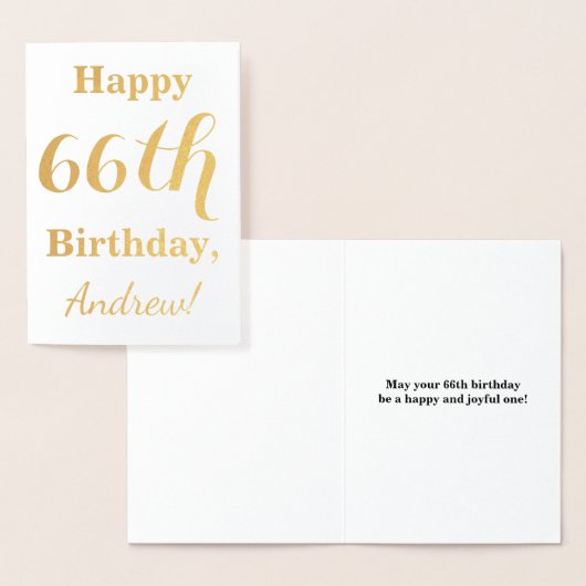 Simple Gold Foil "HAPPY 66th BIRTHDAY" + naam Folie Kaarten (Display)