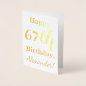 Simple Gold Foil "HAPPY 67th BIRTHDAY" + naam Folie Kaarten (Voorkant)